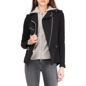 Veronica Beard Hadley Scuba Dickey Jacket Black Moto Biker SZ 2